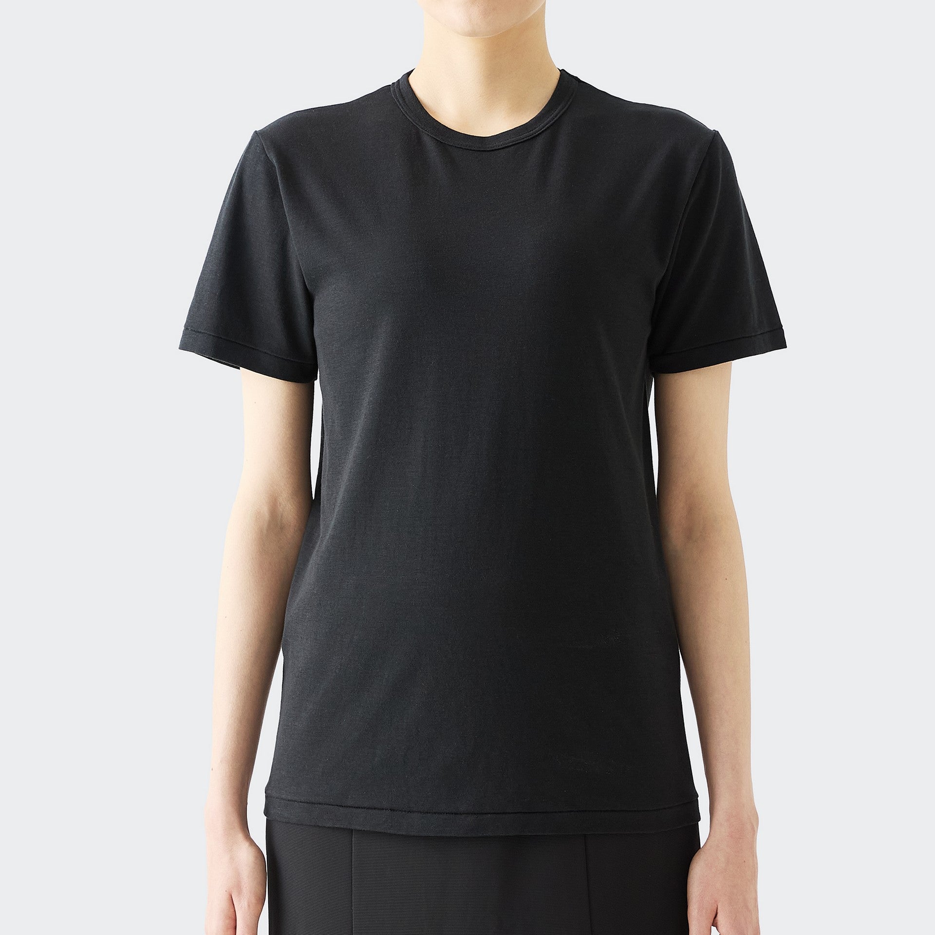 WOMENS BASIC SHORT SLEEVE CREW NECK T-SHIRT BLACK