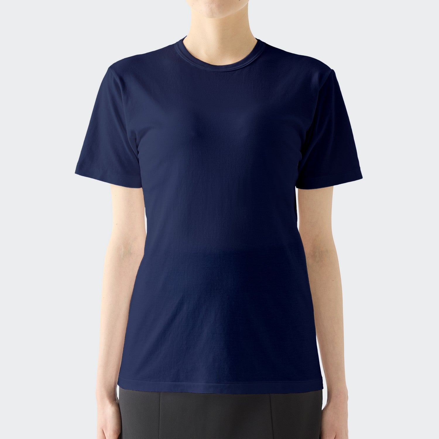 WOMENS BASIC SHORT SLEEVE CREW NECK T-SHIRT NAVY