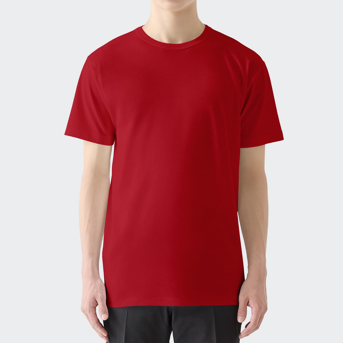 MENS ベーシック 半袖 クルーネックTシャツ RED | 高級無地Tシャツ専門 