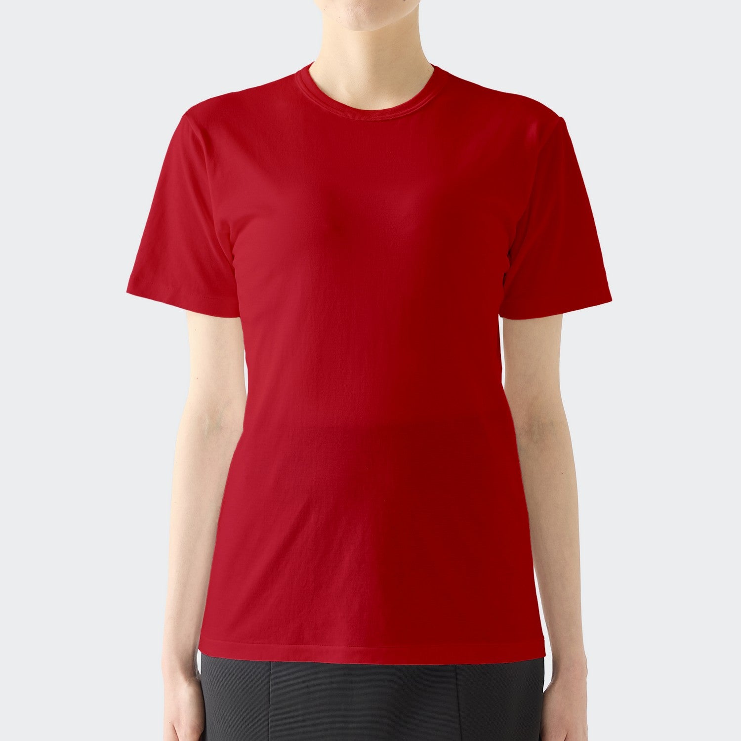 WOMENS BASIC SHORT SLEEVE CREW NECK T-SHIRT RED