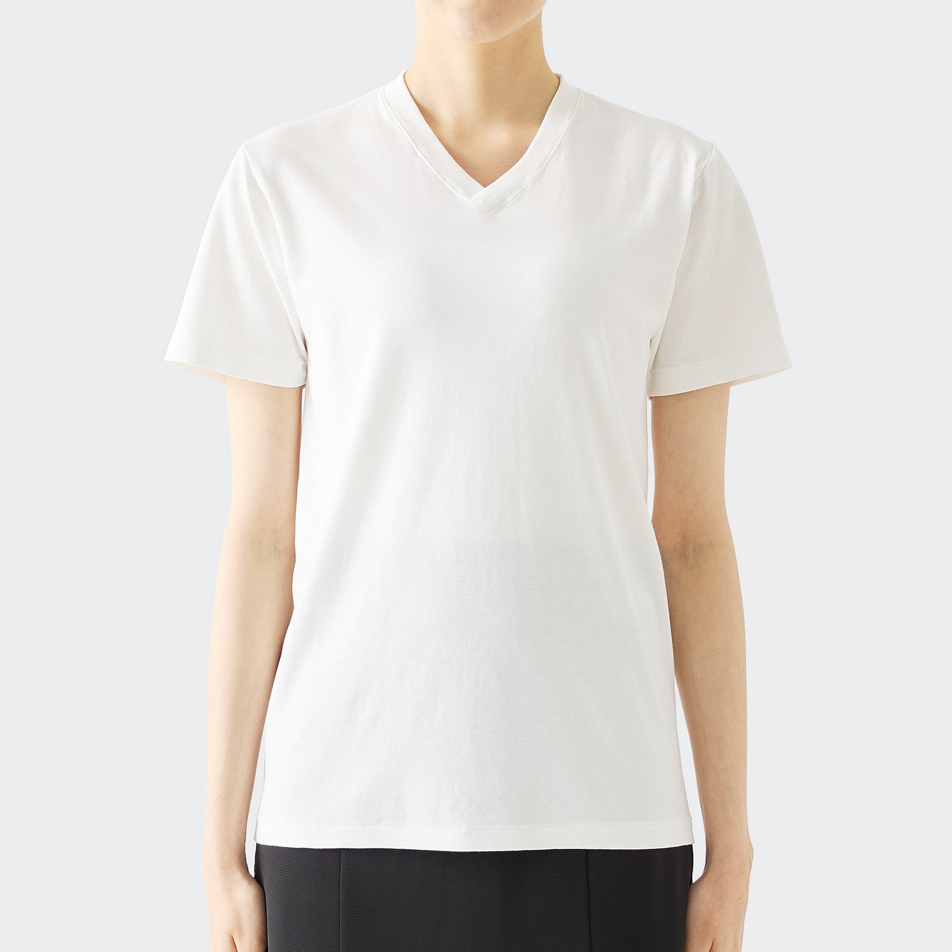 WOMENS BASIC SHORT SLEEVE V-NECK T-SHIRT WHITE