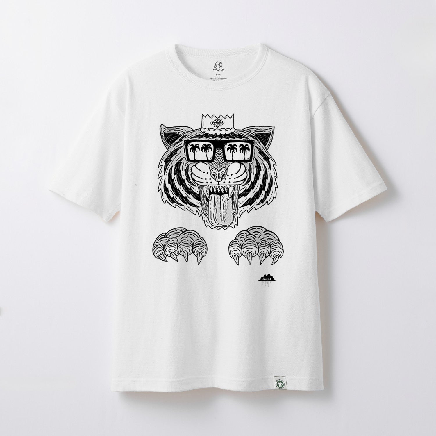 【モルガコラボ】GOTS プリントTシャツ WHITE×BLACK