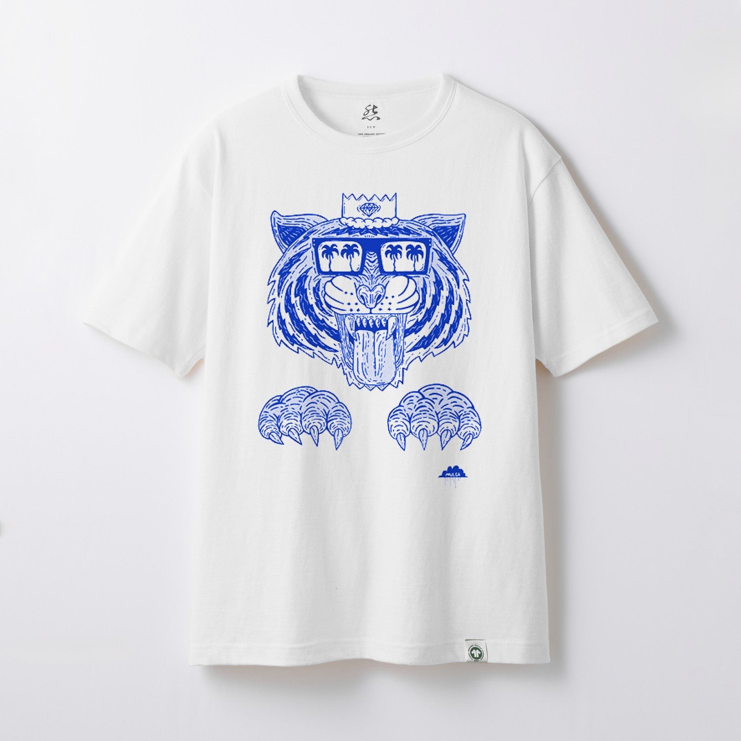【モルガコラボ】GOTS プリントTシャツ WHITE×BLUE