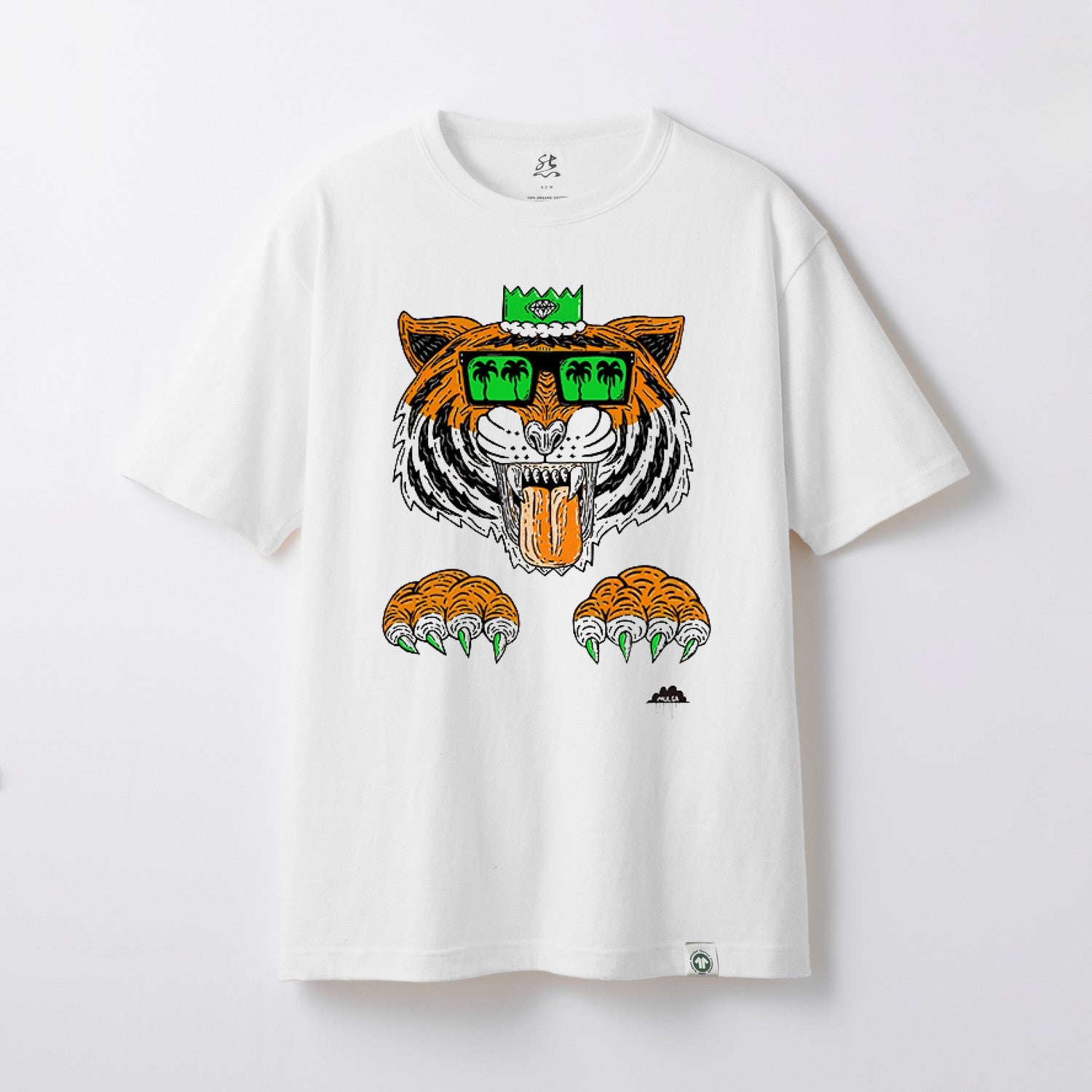 【モルガコラボ】GOTS プリントTシャツ WHITE×GREEN
