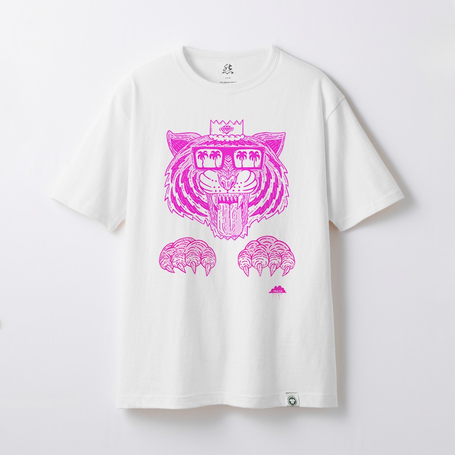 【モルガコラボ】GOTS プリントTシャツ WHITE×PINK
