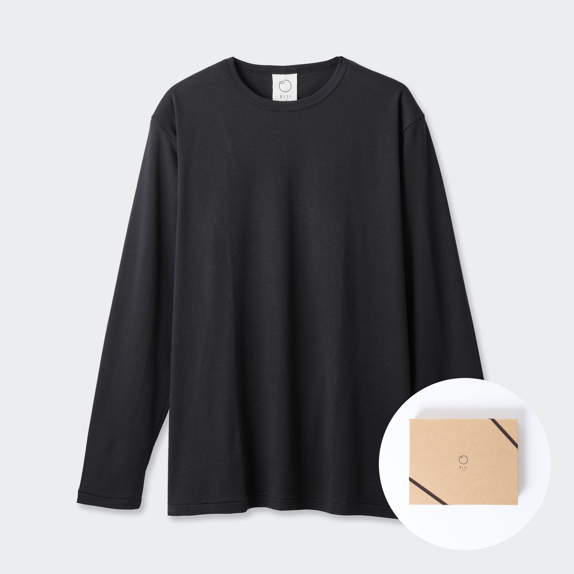 [ギフトセット]WOMENS ベーシック 長袖 クルーネックTシャツ BLACK